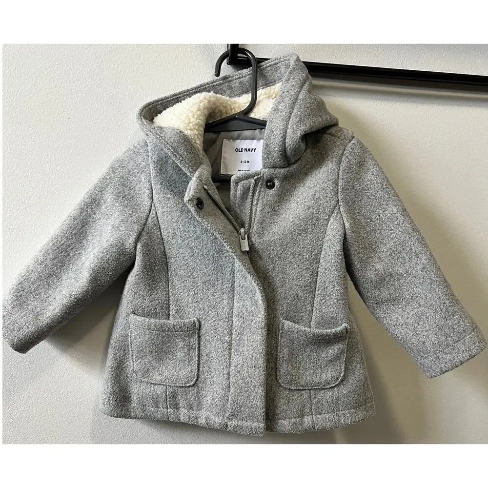 Old Navy wool blend baby girl coat size 6-12m